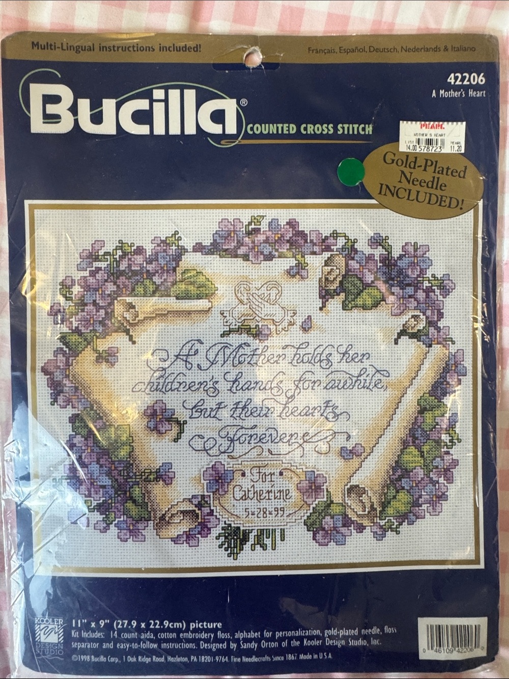 NWT Vintage 1998 Bucilla Heart-Shaped Floral A Mothers Heart 42206